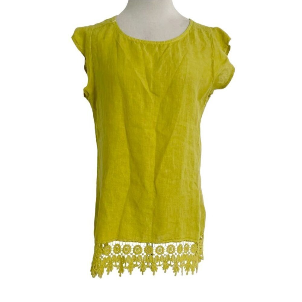 Terzo Millennio Size Medium  Top Blouse Linen Short Sleeve